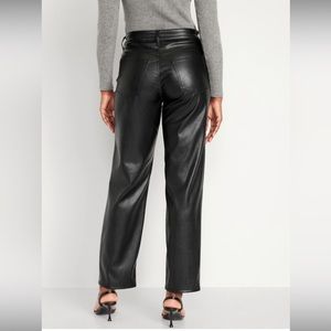Old Navy high-rise wide leg faux leather pants. Size 2